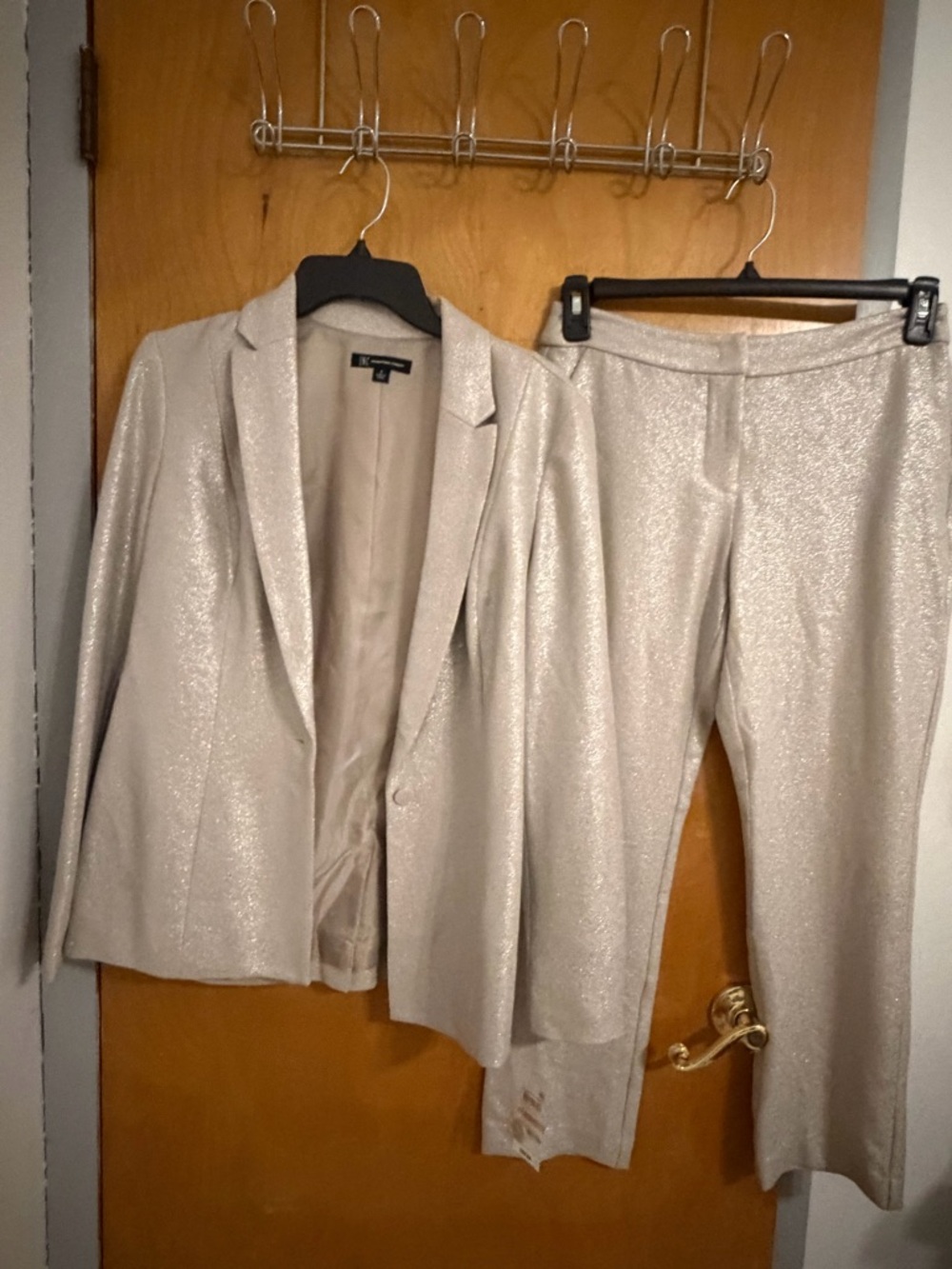 INC Collection Metallic Silver Blazer and Pants Set